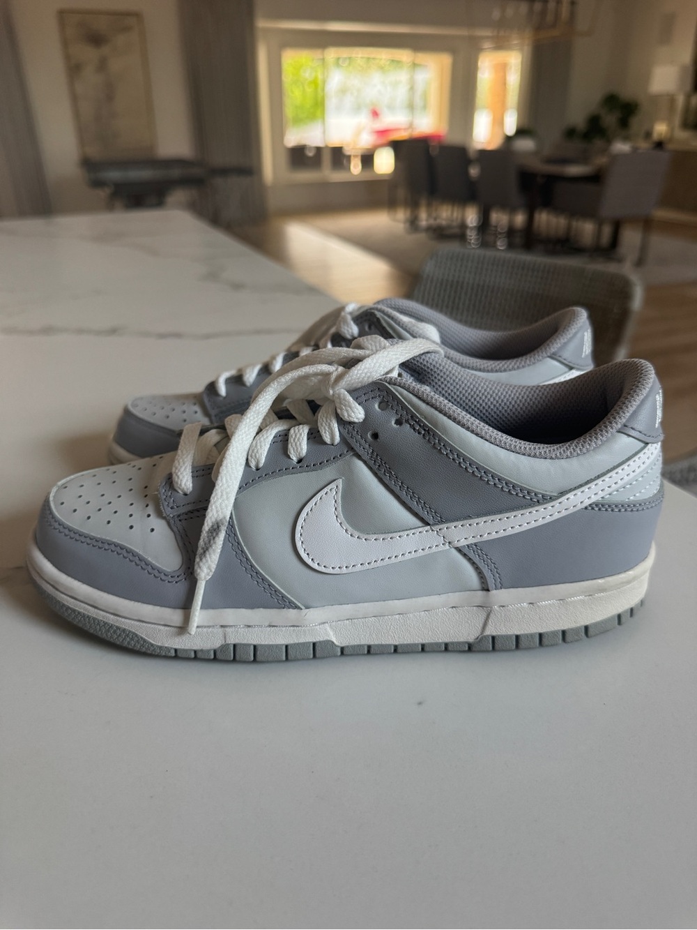 Nike Kids Grey and White Low-Top Sneakers